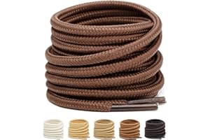 Stepace Lacets ronds bottes [ 2 Paires ] - Lacets robustes et résistants pour Bottes, Bottines, Chaussures de sécurité ou de travail - Ø 3.5 mm et 4 mm