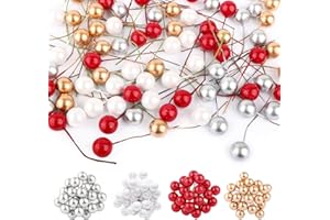 UFLF 80 Pz Bacche Artificiali di Agrifoglio Natale Decorazione di Bacche per Albero di Natale Decorazione Fai da Te