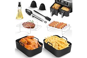 ‎LSKPOLI Ninja Heißluftfritteuse Zubehör, Airfryer zubehör für Ninja AF400EU AF300EU AF451EU AF500EU Cosori 8,5L, Cookwise 9L und anderen Dual Zone Air Fryer 7.6-10.4L, BPA-frei, Foodi Max Dual Zone Zubehör