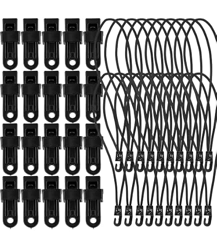 Lntyq Lot De 30 Pinces Pour Tente, Auvent, Pinces Pour Bâche Avec Corde Elastique Et Mousqueton Pour Tentes De Camping En Plein Air 85355802