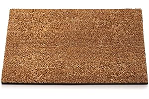 EMMEVI Felpudo de coco natural 30 x 80 cm, base de goma antideslizante, alfombrilla exterior para puerta de entrada