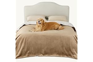LE SURE Lesure Coperta Impermeabile per Cani di Taglia Grande - Coperta Lavabile per Cani 229x218 cm, Protettore per Divano in Pile Sherpa, Coperta Morbida e Soffice per Gatti, Cammello