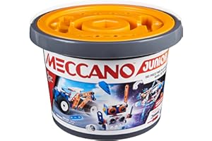 MECCANO - BARIL 150 PIECES MECCANO JUNIOR - 5 Modèles Différents A Construire - Jeu de Construction Avec 2 Outils - 6055102 - Jouet Enfant 5 Ans Et +