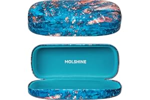 molshine Hard Shell Sunglasses Case,Portable Large Eyeglasses Case with Cloth for Women Men lady