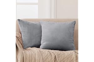 Deconovo 2er Set Samt Kissenbezüge Sofa Kissenbezug Zierkissenbezüge Weich Dekokissen Sofakissen Couchkissen Dekor Schlafzimmer Kissenhülle Wohnzimmer Kissenhüllen Couch Büro, 45x45 cm, Grau