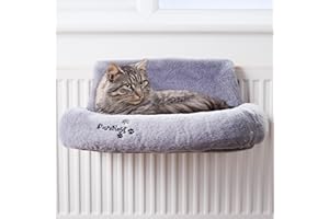 PureNest Cat Radiator Bed – Warm & Cosy Radiator Cat Bed for Indoor Cats & Kittens – Heavy Duty & Space Saving Pet Hammock with Strong Metal Frame & Washable Soft Fleece Cover – 50x43x26cm