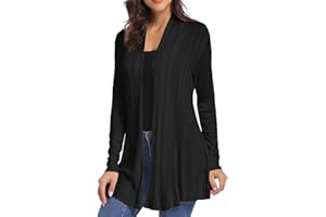 iClosam Gilet Femme Long Drapé Ouverte Devant Tricot Décontracté Veste Femme Longue Cardigan Léger Long Femme Manches Longue
