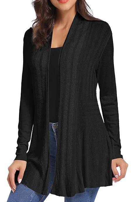 Cardigan Donna Lungo Invernale - Maglione Casual Con Tasche, In Tinta Unita, Taglie S-XL - Foto 9