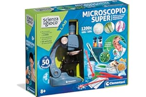 Clementoni Scienza e Gioco Lab - Microscopio Super, Kit Scientifico Bambini 8+ Anni, Laboratorio con Lenti di Ingrandimento Professionali 100x, 400x e 1200x, Lingua Italiana, 19228