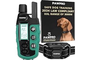 PAWPRO Hundträningshalsband, Räckvidd XXL på 3000m, Uppfyller Ny Djurskyddslag 2024, 3 Lägen BIP, Boost Vibration, för Hundar