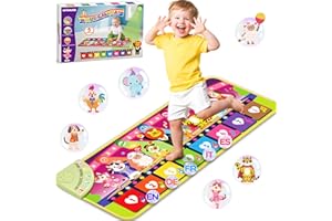 MOMUSE Tappeto Musicale 5 Lingue (IT/DE/FR/EN/ES), Regali Bambini 1 Anno, Tappeto Gioco Multilingue con 9 Animali, Portatile, Leggero, Regalo per Natale/Compleanno Bambini 1 2 3 4 Anni