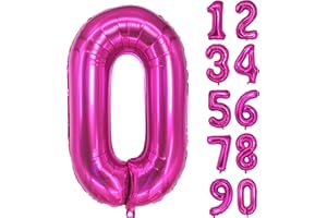 JARTTY Palloncini Numero 0 Fucsia Fuxia (102cm), Palloncino Compleanno 10 20 30 40 50 60 70 80 90 Anni, Numeri Gonfiabili Compleanno Grandi, Palloncino Numero Foil Gigante
