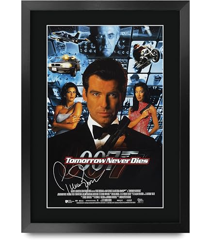 Cadre Photo Signé Timothy Dalton James Bond A4 Encadré - Cadeau Idéal Pour Fans De Cinéma