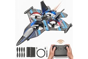 BEZGAR RC Airplane, Remote Control Plane for Adult Kids Beginners, 2.4GHZ 6-axis Gyro RC Aircraft Toys with 360° Flip/Colorful LED Navigation Lights/2 Batteries