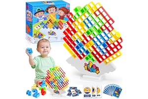 VICTERR 48PCS Tetra Tower Spiel, Tetris Balance Spielzeug Tower Game, Kreatives Stapelspiel, Stapelblöcke Balancing Spiel für Jungen und Mädchen ab Jahre 3 +