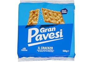 Gran Pavesi Cracker Salati Senza Granelli di Sale in Superficie, Senza Olio di Palma - 18 Pacchetti (560 g)