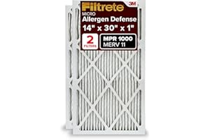 Filtrete 14x30x1 Air Filter, MPR 1000, MERV 11, Micro Allergen Defense 3-Month Pleated 1-Inch Air Filters, 2 Filters