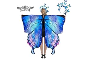 plainshe Butterfly Wings, Fairy Wings for Adults, Butterfly Costume, Halloween Costumes for Women, 3PCS Butterfly Cape Set.