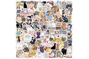 SANMATIC Śliczne naklejki winylowe z kotem, 100 sztuk, na butelkę z wodą, laptop, telefon, bagaż, deskorolkę, naklejki dla dorosłych, nastolatków, dzieci