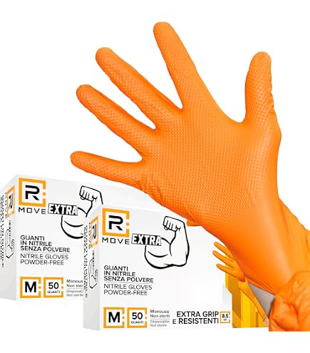 Guanti Monouso in Nitrile senza polvere Arancione - GREASE MONKEY Guanti Monouso in Nitrile senza polvere Arancione - GREASE MONKEY