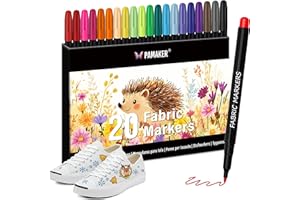 Pamaker 20 Textilstifte – Waschmaschinenfest und Permanent für T-Shirts, Stofftaschen, Schuhe und mehr – Ungiftig, ideal für Kinder und Erwachsene