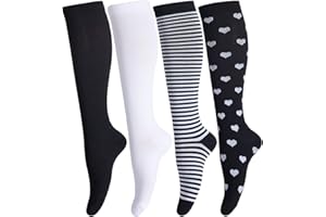 LEOSTEP Kompressionsstrümpfe für Damen und Herren (4 Paar) Stützstrümpfe Kompressionssocken Compression Socks für Sport, Flug, Laufen, Reisen, Schwangerschaft Krankenschwestern 20-30 mmHg