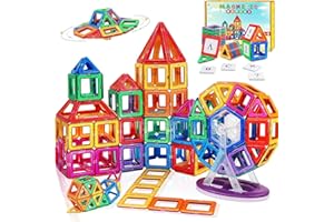 KALOISYHE Magnetische Bausteine 95 Stück,Magnete Kinder Spielzeug ab 3 4 5 6 7 8 Jahre Junge Jungen Mädchen Magnetbausteine Magnetspiel mit Buchstaben,Zahlen und Riesenrad，Geburtstagsgeschenke für Kinder