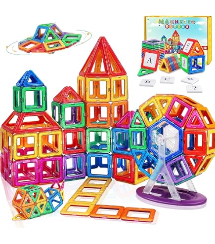 Piastrelle Magnetiche STEM - Set Da 38 Pezzi, Giocattoli Da Costruzione Per Bambini 3+ Anni, Forme Colorate, Borsa Inclusa, Compatibili Con Altri Marchi - 4