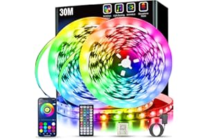 Keepsmile LED Strip 30m, RGB LED Streifen with Remote & Bluetooth APP Control,Timer Setting,Dimmable Led Lichtband Music Sync Colour Changing LED Lichterkette for Gaming Zimmer Deko (2 Rolls of 15 m)