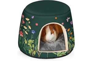 Hedgeink Maison et Lit 2-en-1 pour Cochons d’Inde, Lapins et Petits Animaux – Nid Douillet Lavable avec Coussin Amovible, Cachette Chaude et Confortable pour Hamster et Hérisson