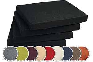 sunnypillow Set di 4 Cuscini per Sedia con Nastri - 40 x 40 cm - Comodi Cuscini da 5 cm di Spessore, per Sedie/Panche in Casa e in Giardino - Seduta Per uso Interno ed Esterno - Nero