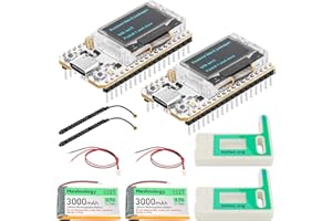 KOLRID 2 Pack ESP32 LORA V3 Modulplatine mit 3000mAh Akku Set - mit 915MHz Antenne und SX1262 LORA V3 CASE Geräten für Meshtastic AR Duino Lorawan IoT