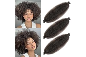 LPARMJIT Springy Afro Twist Hair 16 Inch 3 Packs Pre-Separados Kinky Marley Twist Pelo Trenzado Para Suave Butterfly Locs Pre-Fluffed Afro Twist Extensiones De Pelo (16inch(Pack of 3), 4#)