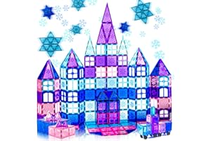 Xekel Magnetic Tiles 100 PCS, Magnetic Building Blocks, Frozen Toys for Girls Boys, 3D Learning Toddler Toy for Kid Age 3 4 5 6 7 8 Construction Christmas Birthday Gifts