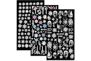 YAGASPANTERY Nagelsticker Weihnachten, 5D Nail Art Sticker, Schneeflocken Stereoskopische Selbstklebende Nagelaufkleber, DIY Maniküre Aufkleber für Weihnachten, Nail Art Sticker Dekoration Nageldesign Zubehör