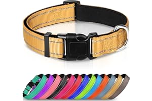 Joytale Collar Perro Reflectante,Nylon Collar Acolchado con Neopreno,Ajustable para Perros Pequeño,30-40cm,Marrón