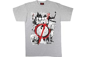 Popgear The Boys Supes Graffiti Damen-Boyfriend Fit Shirt Trendy Kobiety, Heather Grey, S