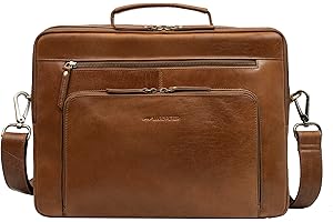 Marc Peter® Laptoptasche Auckland 15,6 Zoll Leder I Umhängetasche für Laptop I Aktentasche für Notebook I Tasche für Damen und Herren