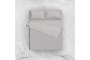 L'ANTICO ARCOLAIO Set Completo Letto Lenzuola 100% Cotone Tinta Unita (GRIGIO, PIAZZA E MEZZA FRANCESE)