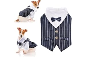 HACRAHO Esmoquin de boda para perro, 1 pieza de esmoquin para perro, traje de fiesta de boda para perros pequeños, cachorros, circunferencia del pecho de 19.7 pulgadas
