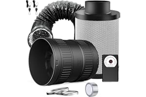 FanGoFast 150mm Inline-Rohrventilator Komplettset (587m³/h) mit Drehzahlregler, Aktivkohlefilter, Abluftschlauch und Klemmen – Belüftungssystem für Growzelt, Growbox & Gewächshaus‌