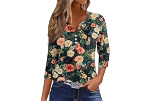 TOFOTL Maglietta Elegante Donna Maniche Tre Quarti Blusa Cerimonia Firmata Camicia Elegante Scollo a V