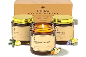 TRINIDa Candles Gifts for Women, 3 Pack 3.5 oz Scented Candles Set for Positive Energy & Detox & Deep Sleep, Natural Soy Wax Candle Set Long Burning for 90-105 Hrs, Aromatherapy Candle Gift Set