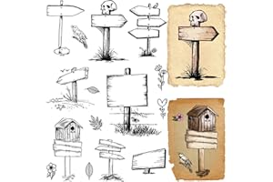 craspire Panneaux de Signalisation Rustiques Tampon en Caoutchouc Transparent Étiquette de Boîte aux Lettres Ferme Vintage Joints en Silicone Transparents Timbre Rétro pour la Fabrication de Cartes