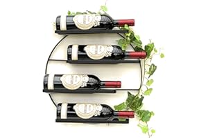 DanDiBo Portabottiglie da parete in metallo, colore nero, Andante, rotondo, supporto da parete, per 4 bottiglie