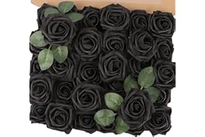 N&T NIETING Roses artificielles en Mousse au Toucher réaliste pour Bouquets de Mariage, fête prénatale, décoration de la Maison (Noir 2)