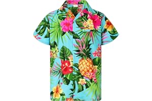 King Kameha Funky Men's Regular Fit Casual Button Down Classic Short Sleeve Aloha Hawaiian Shirt with Flames