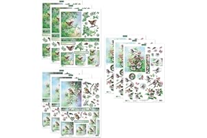 Katy Sue Birds & Spring Blossoms 3D Die-Cut Decoupage Sheets for Card Making Supplies. Contains 9 Sheets of Katy Sue Wren in May Blossom, Birds in Blossom, & Goldfinch in Cherry Die-Cut Decoupage