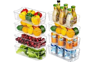 Vtopmart 8 PCS Clear Stackable Pantry Organizers and Storage Bins, BPA Free | Plastic Containers Boxes for Shelves Cupboard Fridg Kitchen