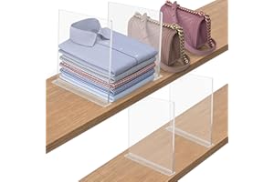 FNG8 Divisori Cassetti in Acrilico Trasparente [4 Pezzi] - Organizzatori per Armadio Verticali in Camera da Letto, Ufficio - Divisori per Cassetti per Vestiti, Asciugamani, Scarpe, Borse e Libri